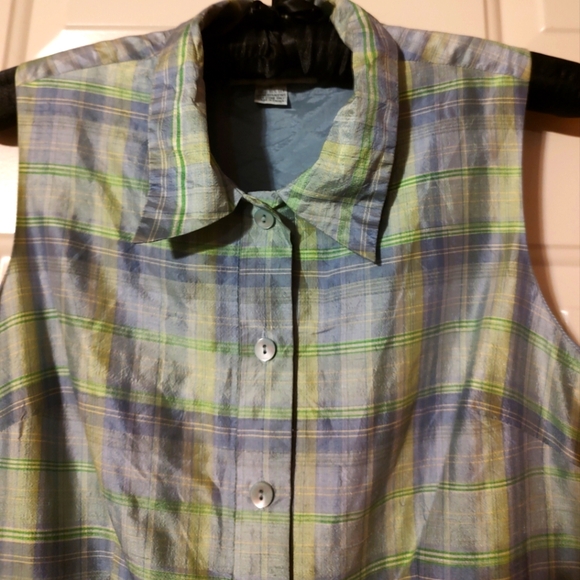 🔹💜💚🔹Beautiful Saks Fifth Avenue Genuine Silk Retro Style Button Up Dress - 8 - Picture 10 of 16